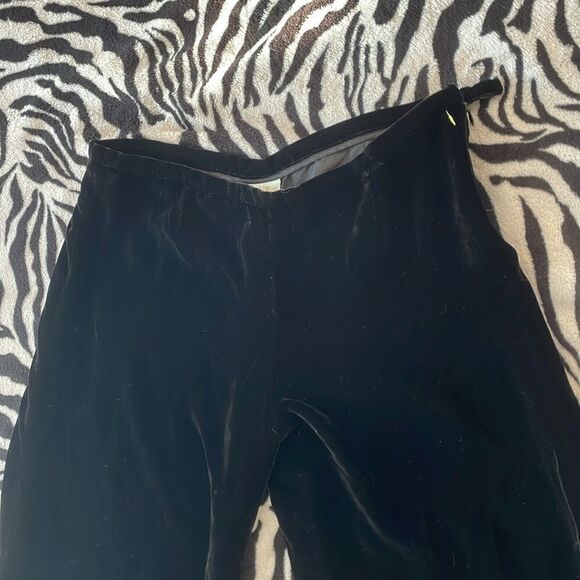 Tracy Reese Anthropologie silk wide leg flocked velvet black pants size 12 - Picture 13 of 17